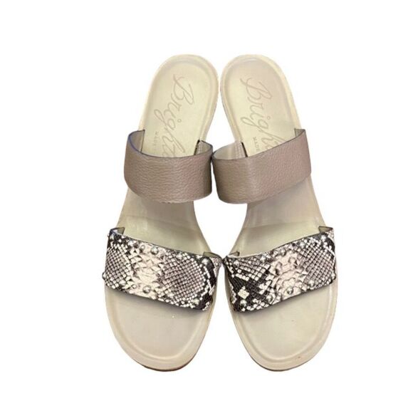 Brighton Thrill Block Heeled Slip On Snake Skin Print Sandals JAG03 Size 8.5 - Picture 4 of 9
